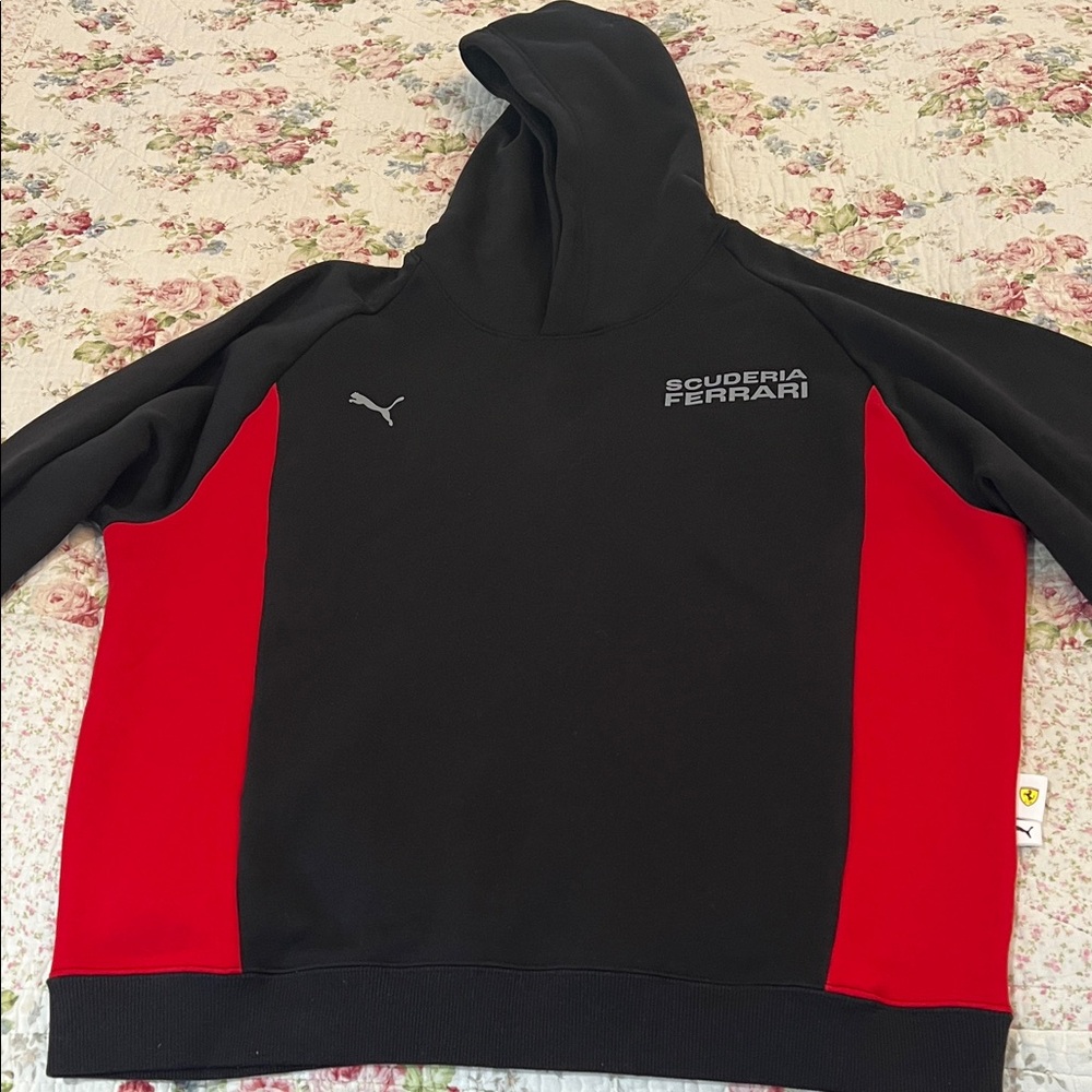 Puma Scuderia Ferrari Men's Black and Red Sweater